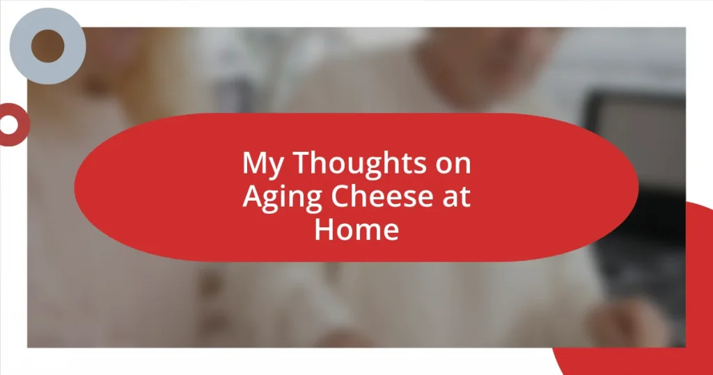 My Thoughts on Aging Cheese at Home