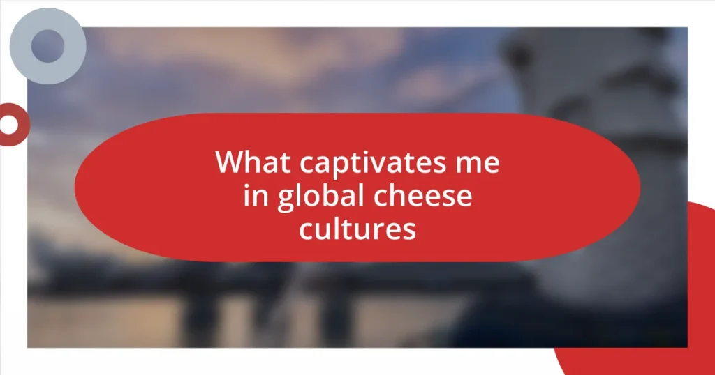 What captivates me in global cheese cultures